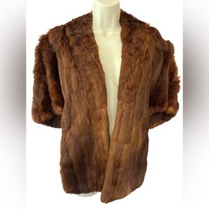 Vintage Mink Real Fur Coat Cape Capelet Stole